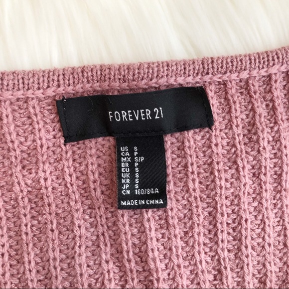 Mauve v neck ribbed knit sweater - Picture 4 of 4